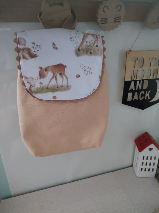 Mochila Infantil Bege com Ursinhos – Personalizada com Nome - Meu Pé de Maçã