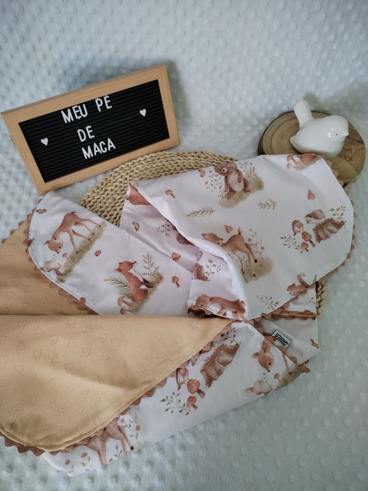 Mantinha de bebé Meia Estação e Verão -Animais da Floresta - Meu Pé de Maçã