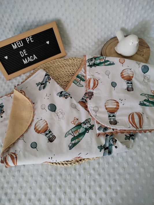 Mantinha de bebé Meia Estação e Verão - Balões de Ar Quente - Meu Pé de Maçã