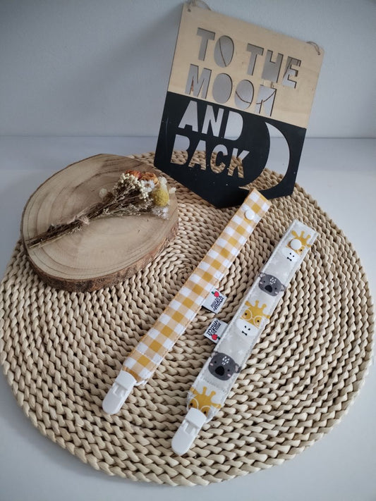 fita prende chupeta personalizada com animais e vichy