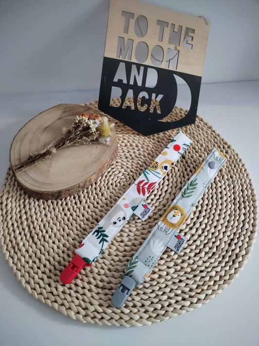 fita prende chupeta personalizada animais da selva