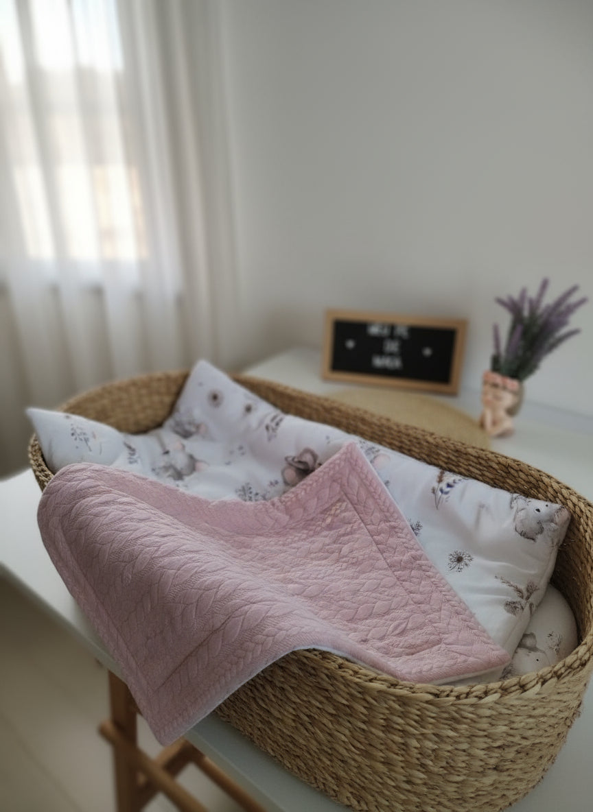 mantinha para bebé em tons rosa com ratinhas fofinhas material de qualidade