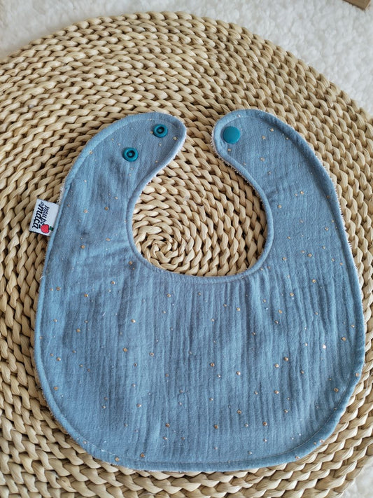 Babete da baba de Bebé - Musselina Golden Dots Azul Ganga