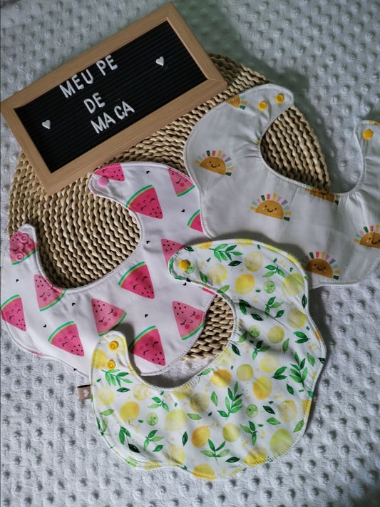 Conjunto 3 Babetes Flor - Multi Colorido - Meu Pé de Maçã