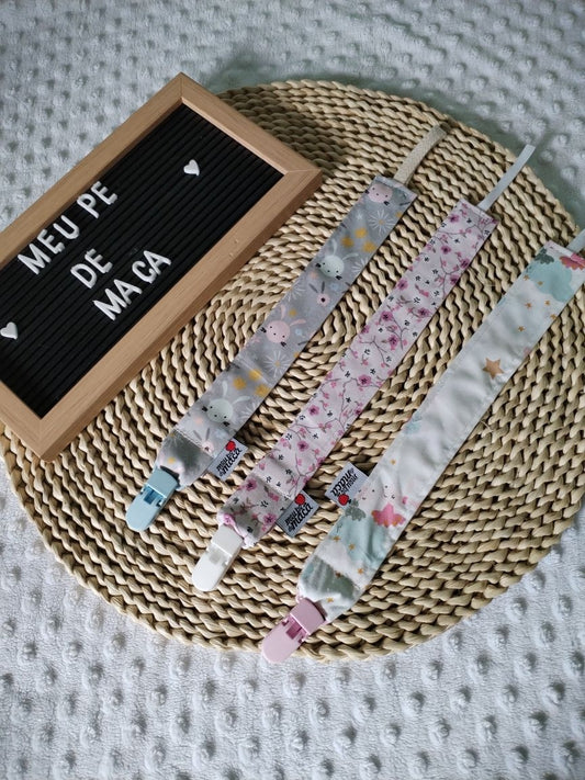 Conjunto 3 Fitas Prende Chupeta - Coelhinhas - Meu Pé de Maçã