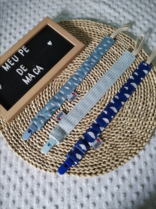 Conjunto 3 Fitas Prende Chupeta - Azul - Meu Pé de Maçã