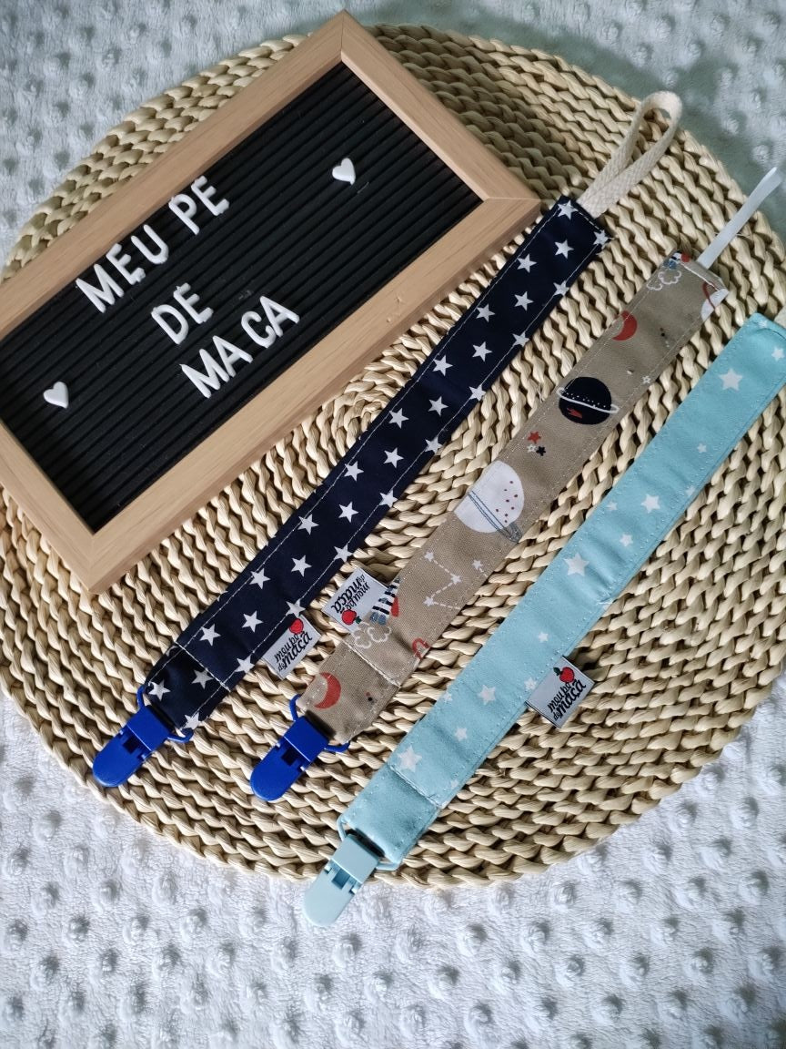 Conjunto 3 Fitas Prende Chupeta - Espaço - Meu Pé de Maçã