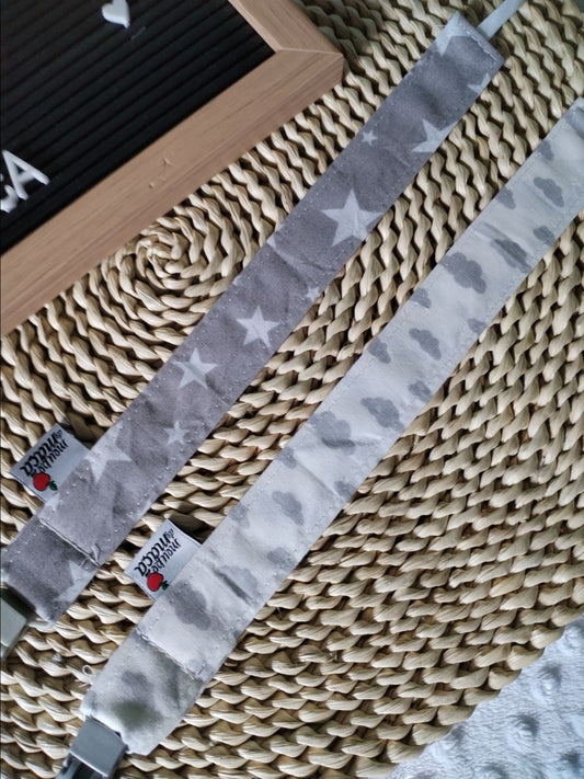 Conjunto 2 Fitas Prende Chupeta - Cinza - Meu Pé de Maçã