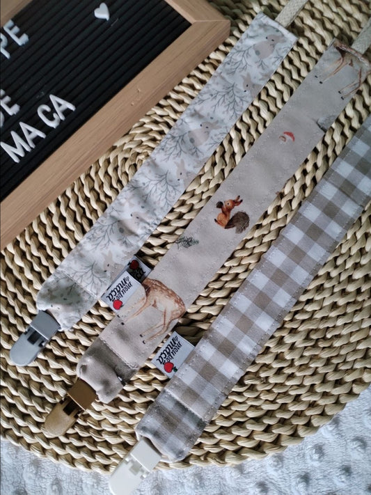 Conjunto 3 Fitas Prende Chupeta - Bege - Meu Pé de Maçã