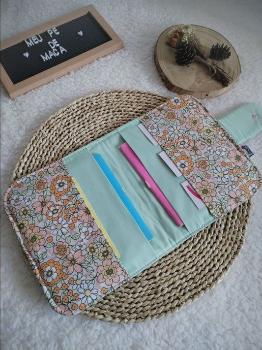Porta Documentos do Bebé - Floral verde água - Meu Pé de Maçã