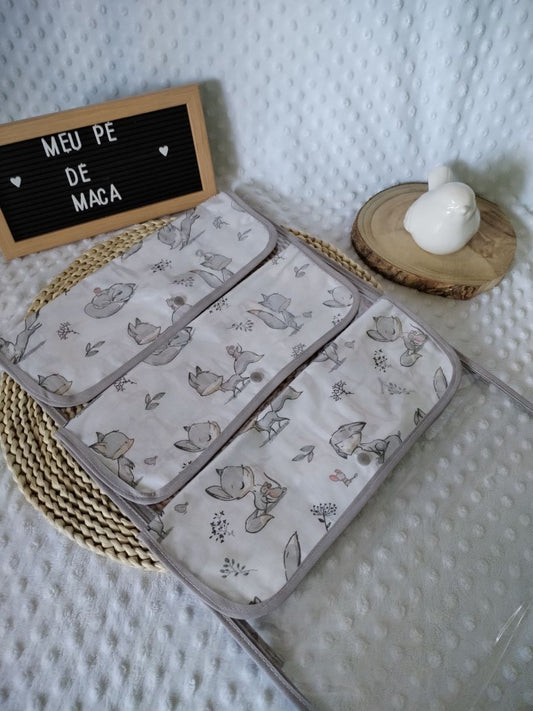 Conjunto 3 Saquinhos numerados para a roupa do bebé - Raposas - Meu Pé de Maçã