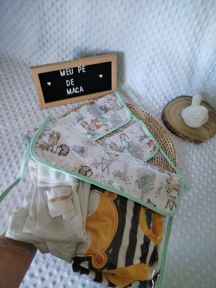 Conjunto 3 Saquinhos numerados para a roupa do bebé - Animais do Bosque - Meu Pé de Maçã