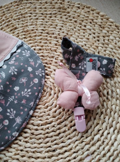 Conjunto Babete e Fita prende chupeta Floral - Meu Pé de Maçã