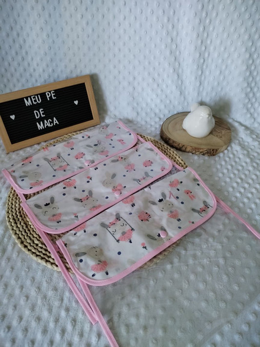 Conjunto 3 Saquinhos numerados para a roupa do bebé - Coelhinhas - Meu Pé de Maçã