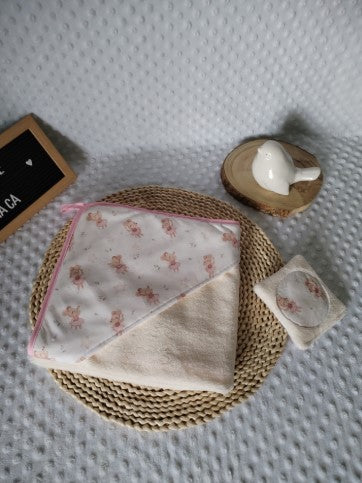 Toalha de Banho Bambu com Capuz para bebé - Ratinhas - Meu Pé de Maçã