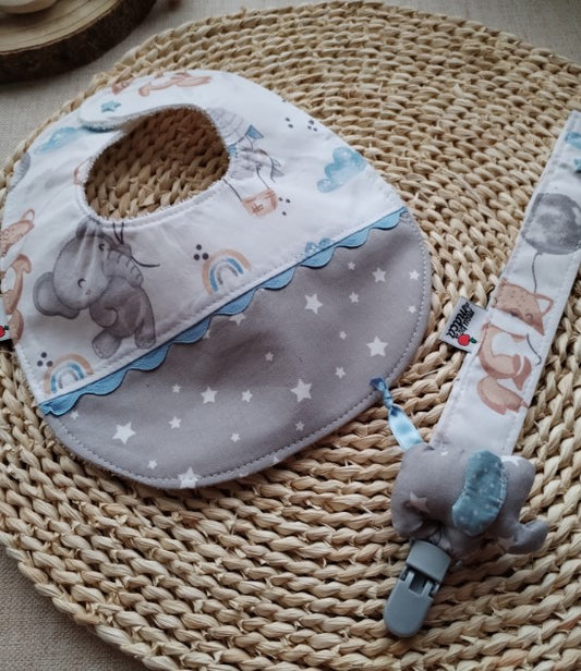 Conjunto Babete e Fita prende chupeta - Meu Pé de Maçã