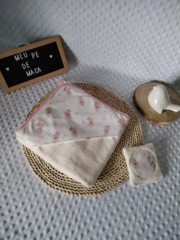 Toalha de Banho Bambu com Capuz para bebé - Ratinhas - Meu Pé de Maçã