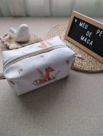Necessaire Box - Animais Bege - Meu Pé de Maçã