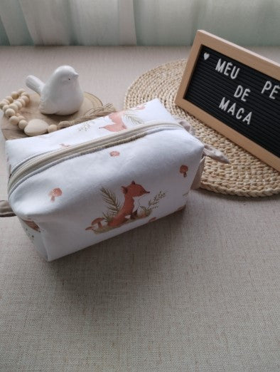 Necessaire Box - Animais Bege - Meu Pé de Maçã
