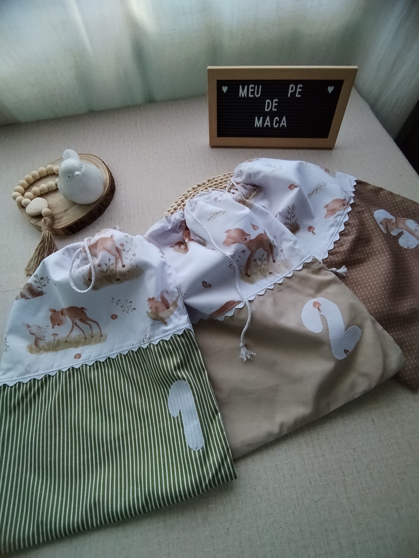 Conjunto sacos para a roupa do bebé - Animais fofinhos - Meu Pé de Maçã