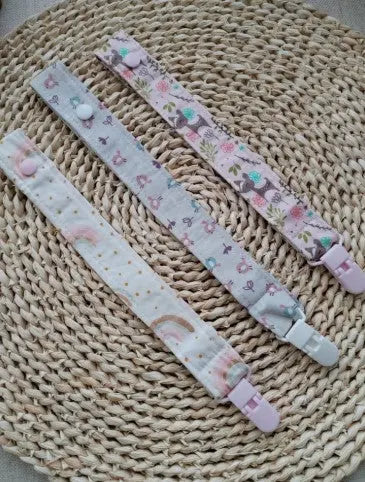conjunto fita prende chupeta personalizada arco íris