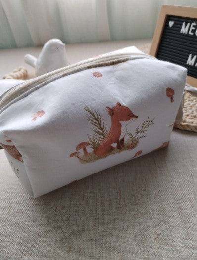 Necessaire Box - Animais Bege - Meu Pé de Maçã