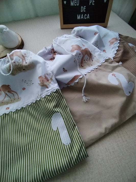 Conjunto sacos para a roupa do bebé - Animais fofinhos - Meu Pé de Maçã