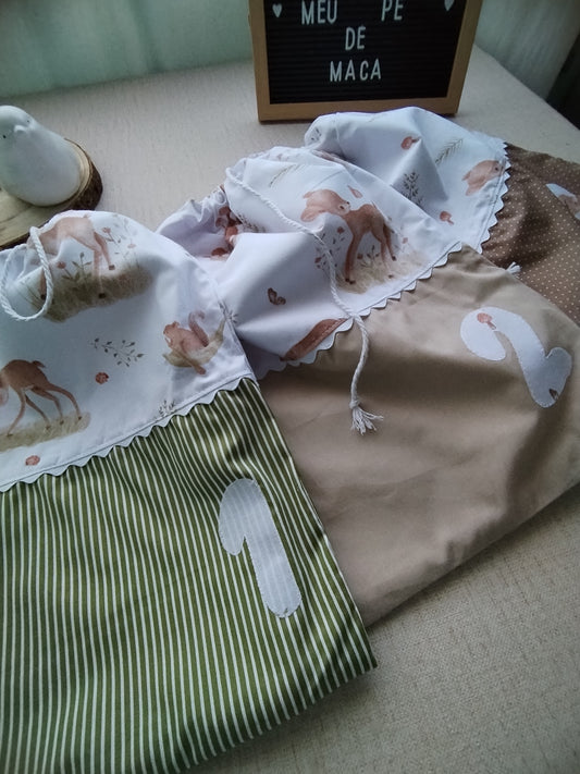 Conjunto sacos para a roupa do bebé - Animais fofinhos - Meu Pé de Maçã