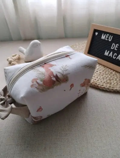 Necessaire Box - Animais Bege - Meu Pé de Maçã
