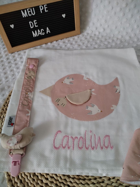 Fralda Personalizada Passarinho - Meu Pé de Maçã 