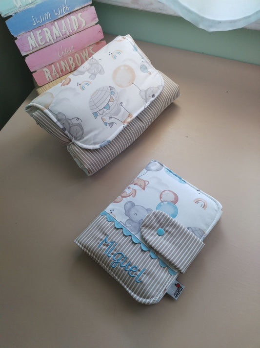 Pack Organiza e cuida - Porta Documentos e Muda Fraldas - Meu Pé de Maçã 