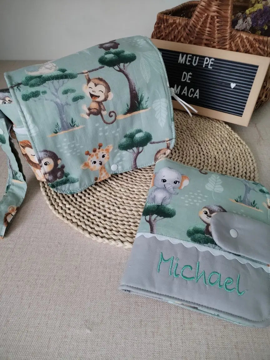 Pack Organiza e Vai - Bolsa para fraldas e toalhitas e Porta Documentos Meu Pé de Maçã