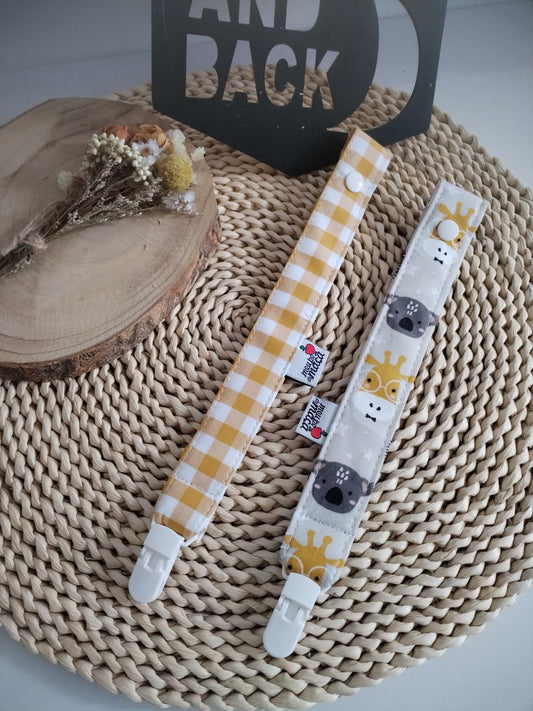 fita prende chupeta personalizada com animais e vichy artesanal