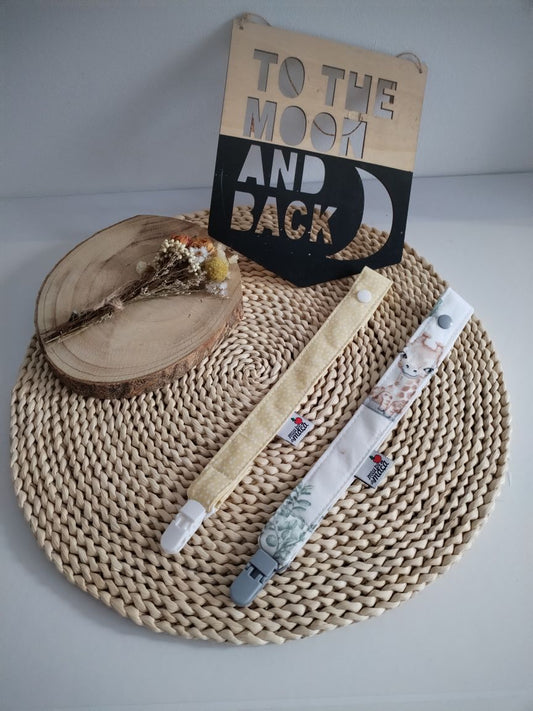 conjunto fita prende chupeta personalizada amarelo e animais