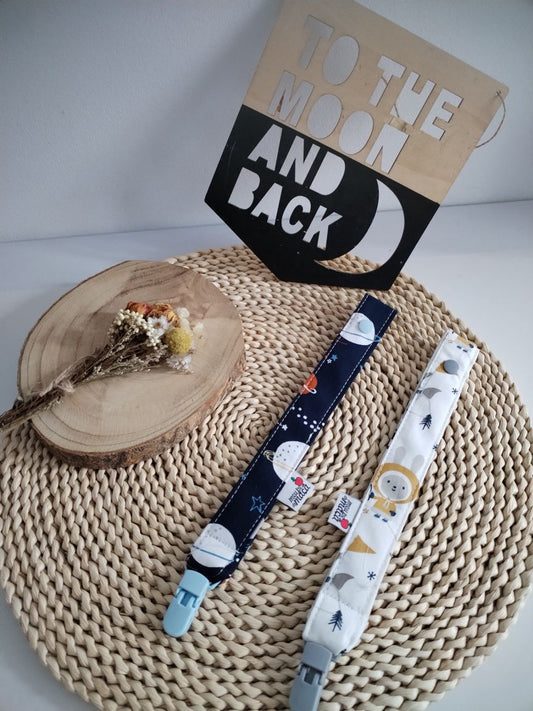 conjunto fita prende chupeta personalizada tema espaço e esquimós