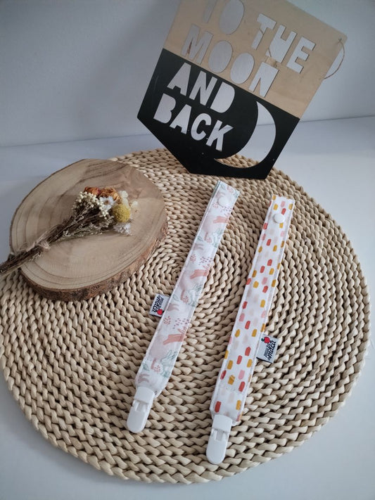 conjunto fita prende chupeta personalizada coelhinhos e riscas