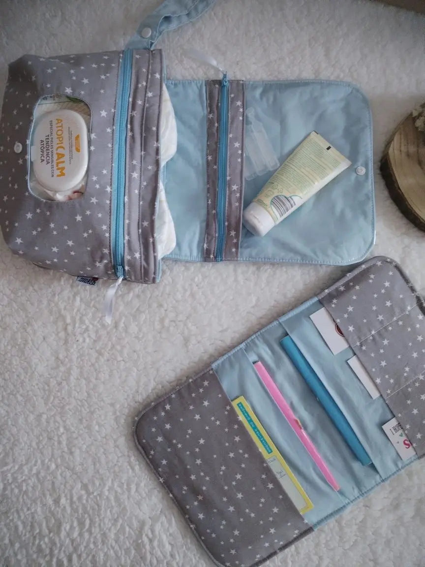 Pack Organiza e Vai - Bolsa para fraldas e toalhitas e Porta Documentos Meu Pé de Maçã