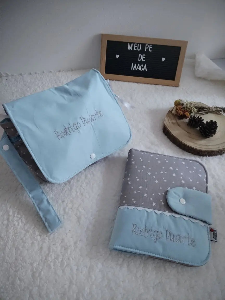 Pack Organiza e Vai - Bolsa para fraldas e toalhitas e Porta Documentos Meu Pé de Maçã