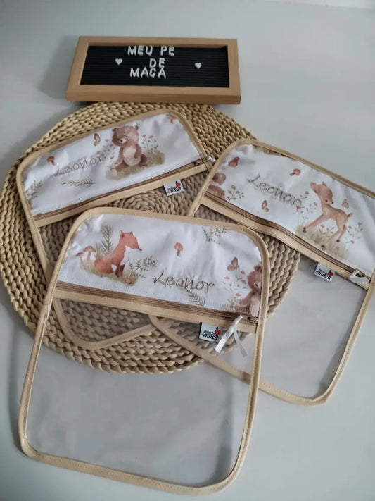 Conjunto 3 Saquinhos Transparentes - Personalize ao seu gosto Meu Pé de Maçã