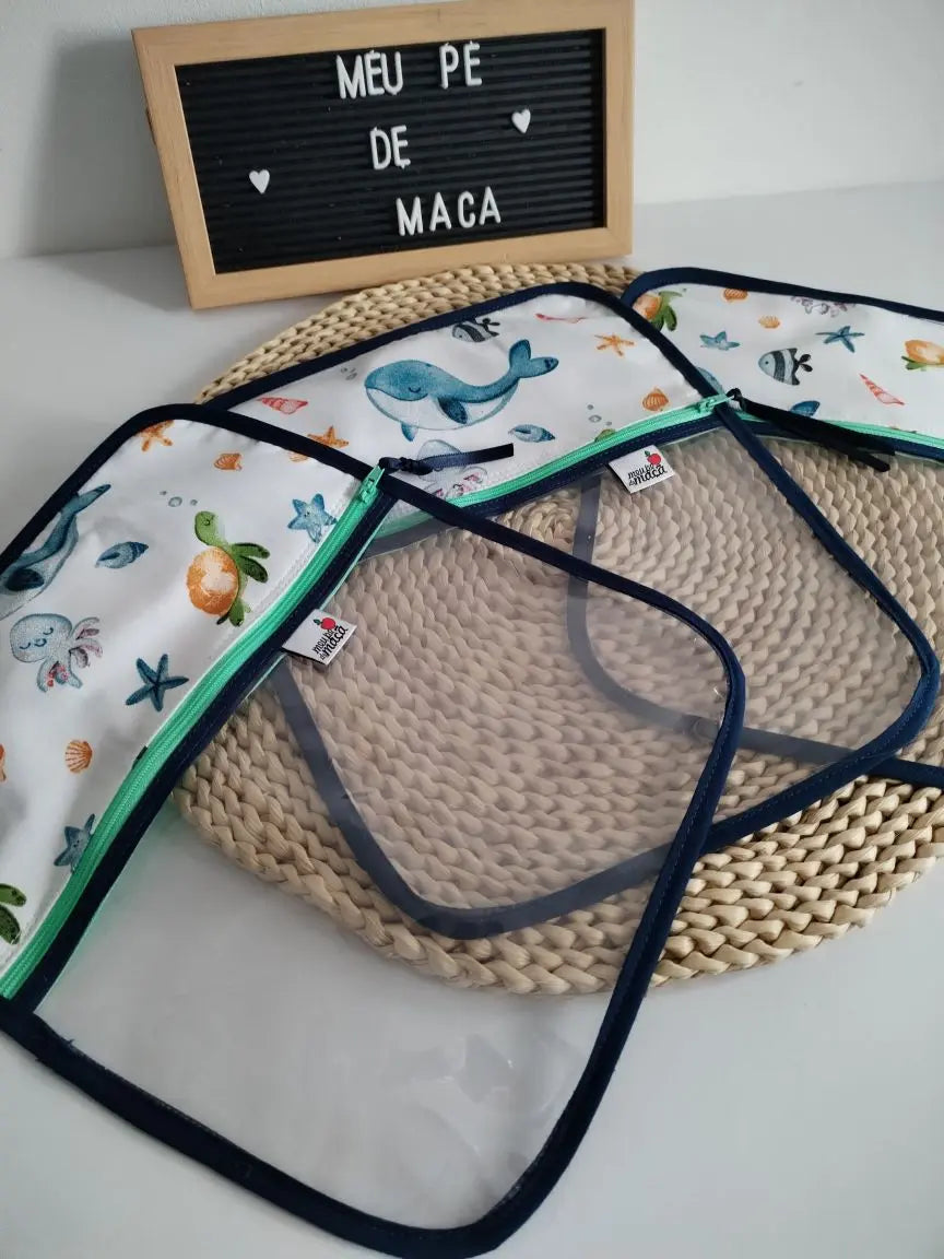 Conjunto 3 Saquinhos Transparentes - Personalize ao seu gosto Meu Pé de Maçã
