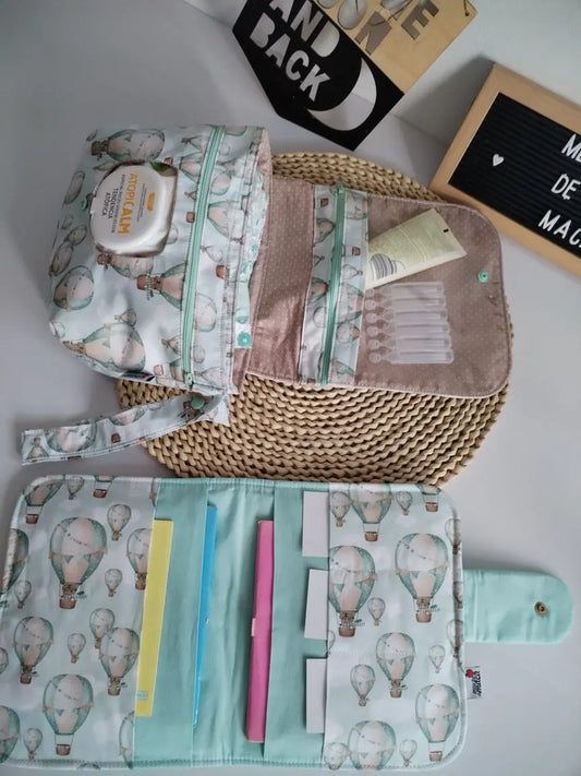 Pack Organiza e Vai - Bolsa para fraldas e toalhitas e Porta Documentos Meu Pé de Maçã