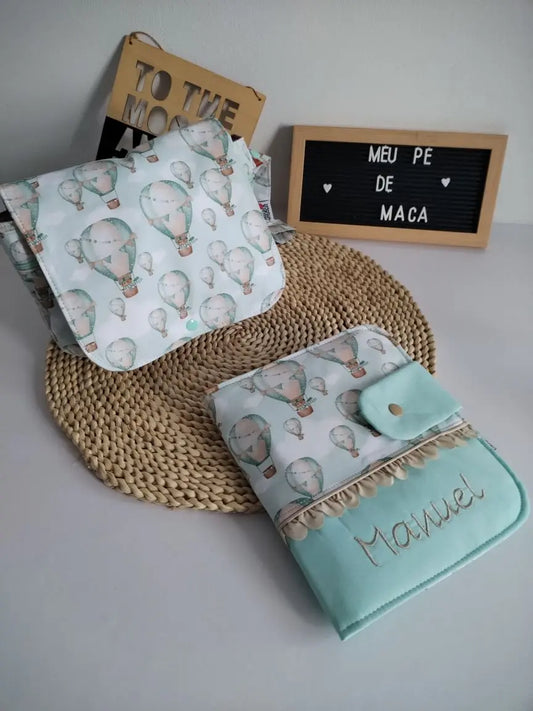 Pack Organiza e Vai - Bolsa para fraldas e toalhitas e Porta Documentos Meu Pé de Maçã