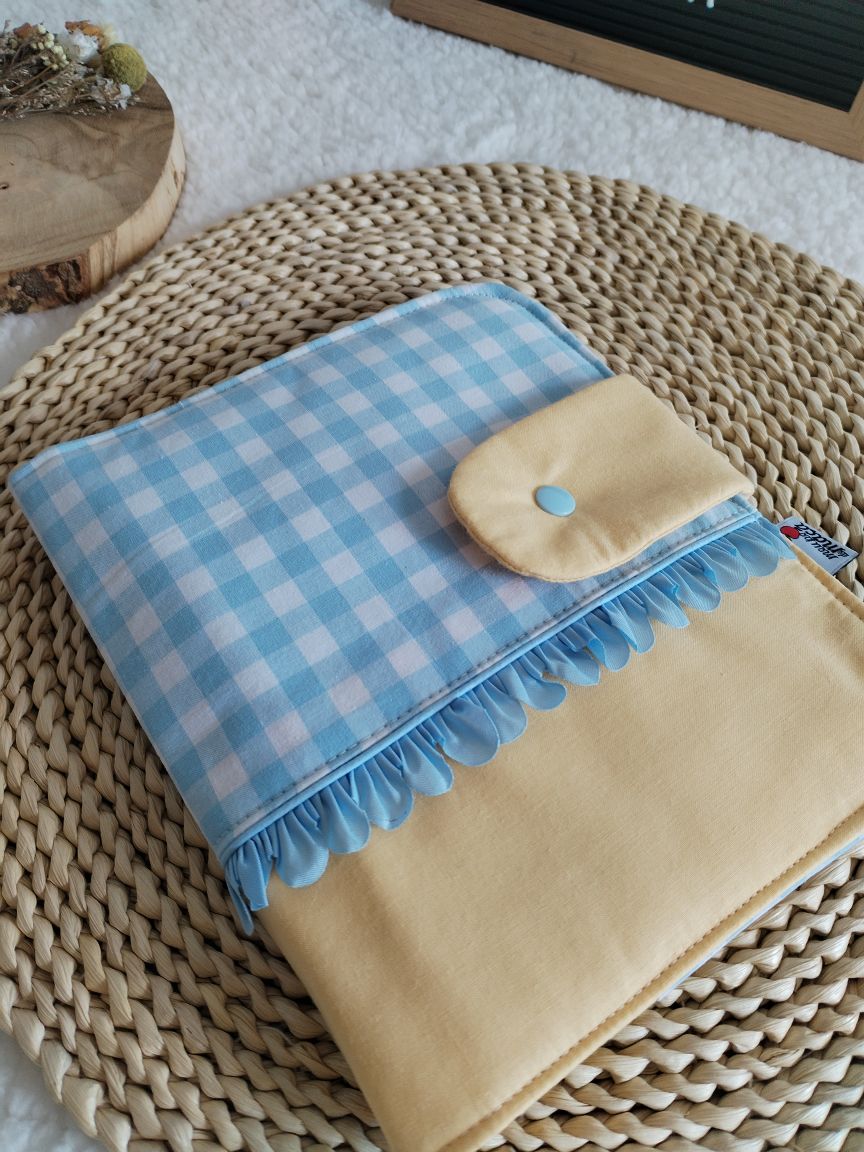 Porta Documentos - Vichy Azul claro e Amarelo Pastel