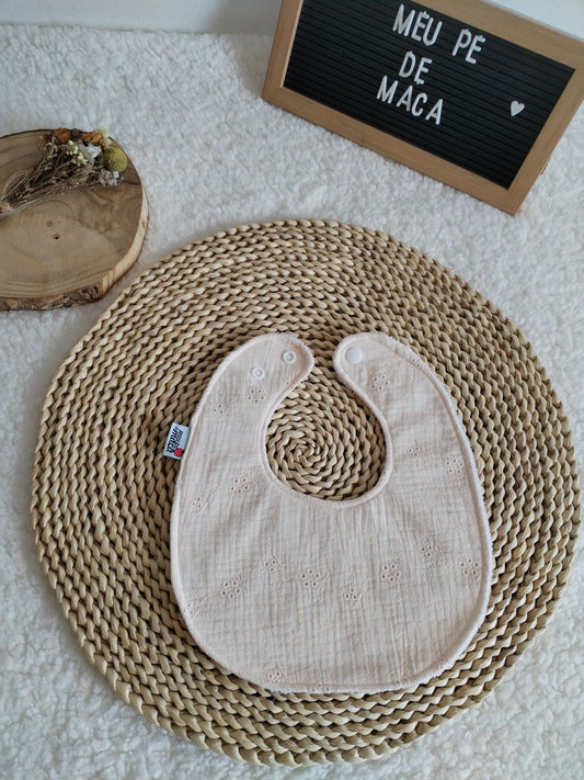 Babete da baba de bebé - Musselina Floral Bege