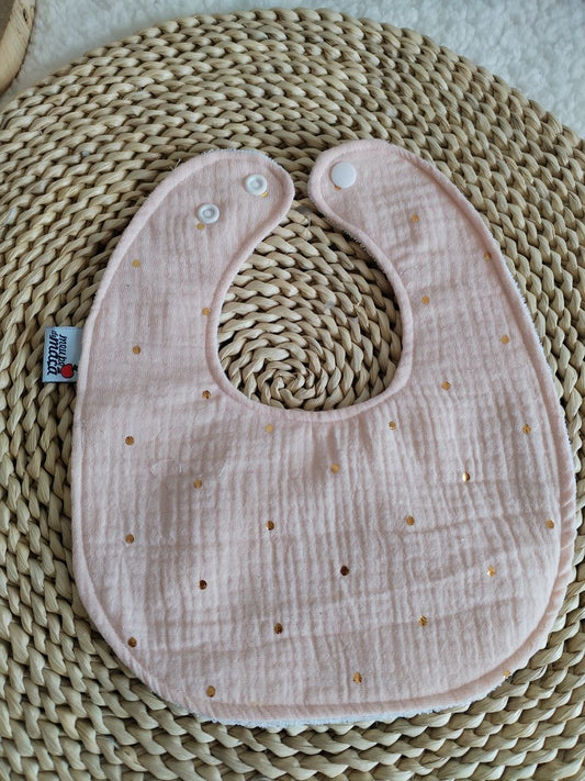 Babete da baba de bebé - Musselina Golden Dots Rosa