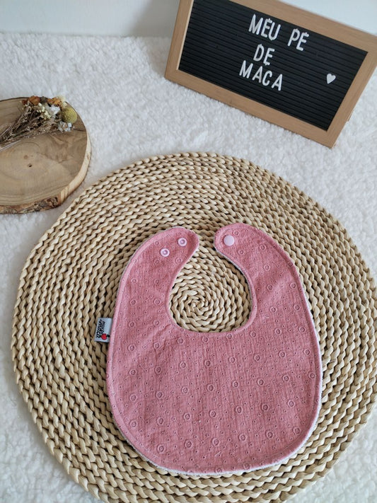Babete da baba de bebé - Musselina Floral Rosa Velho
