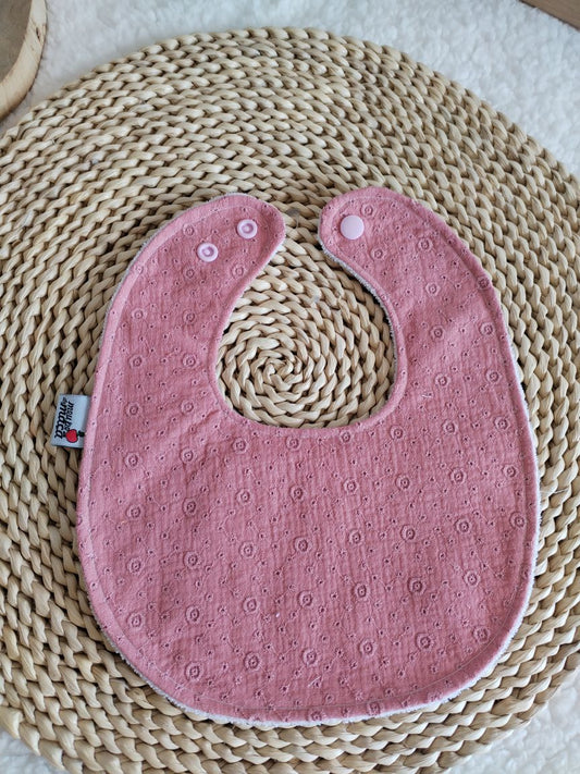 Babete da baba de bebé - Musselina Floral Rosa Velho