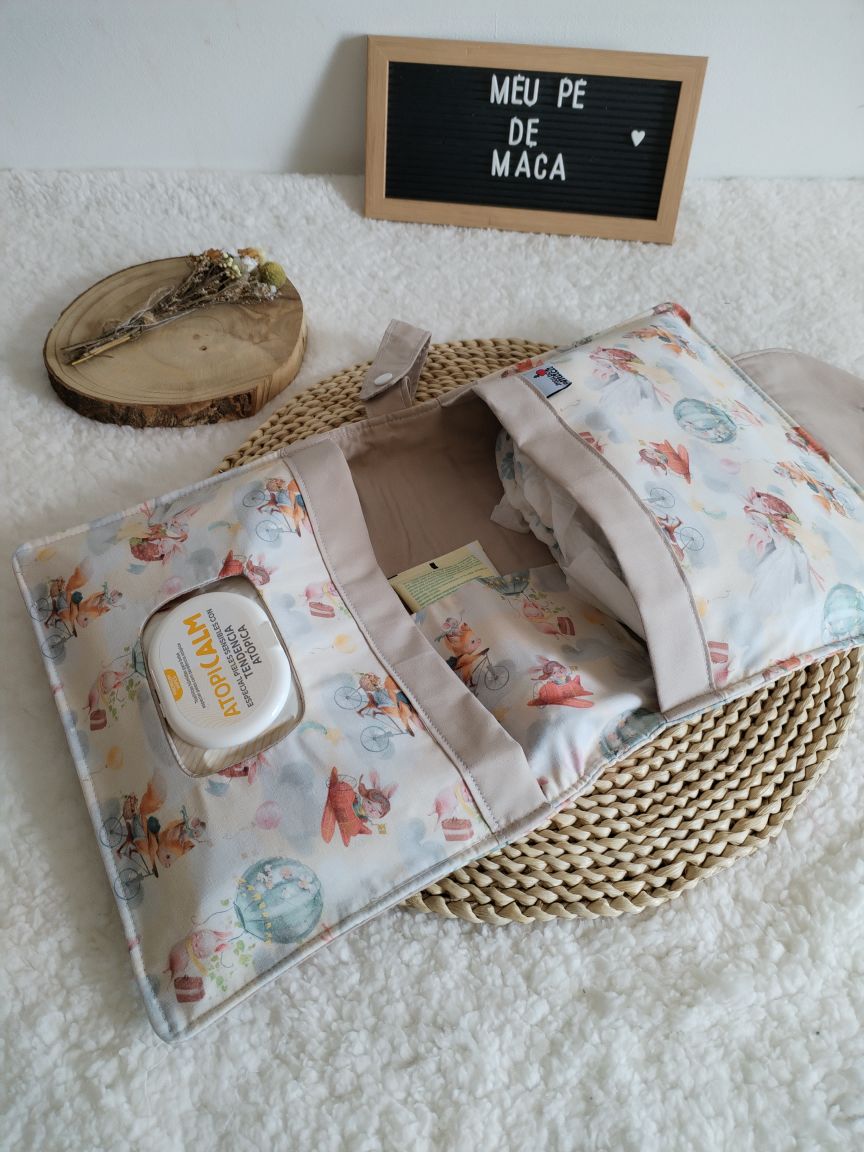 Bolsa Muda Fraldas 3 em 1 - Coelhinhos e raposas nas nuvens