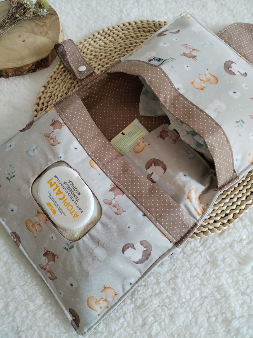 Bolsa fraldas e toalhitas 3 em 1 - Animais Fofinhos