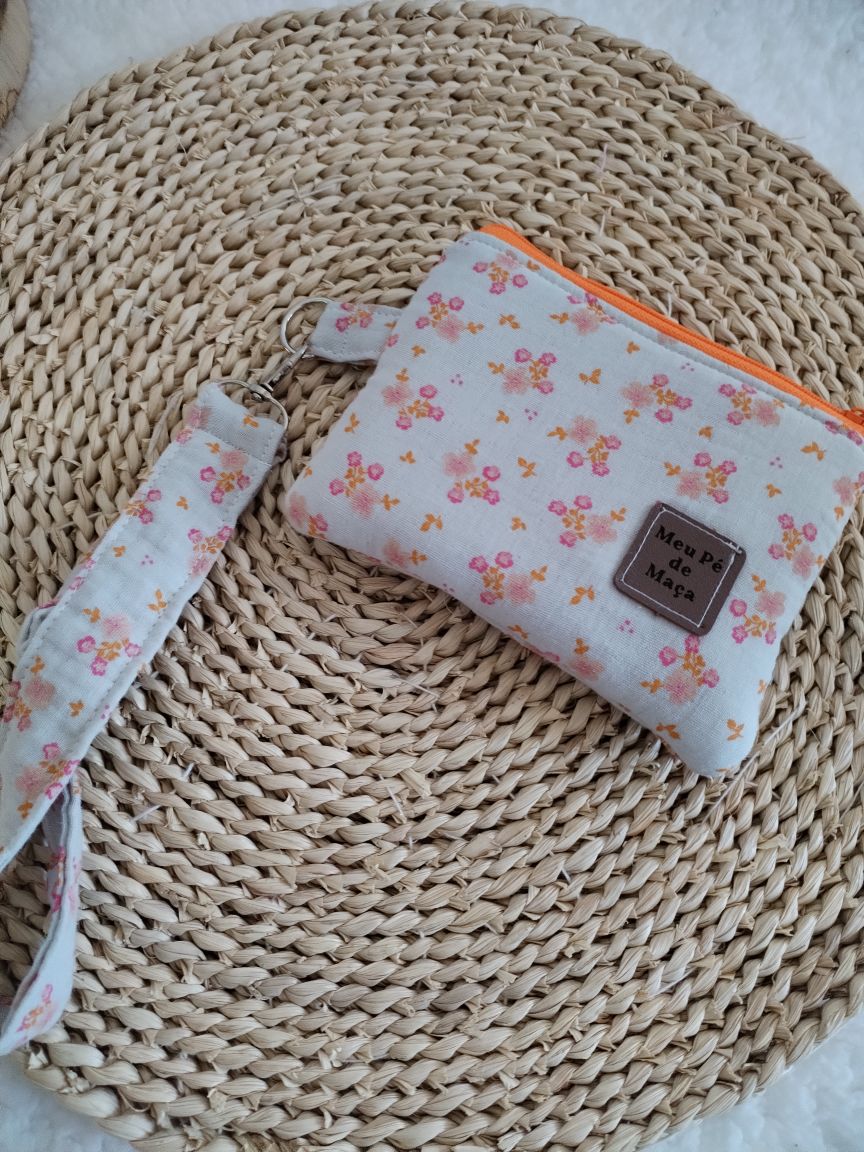Carteirinha de Moedas e Cartões com Pega Removível – Musselina Floral